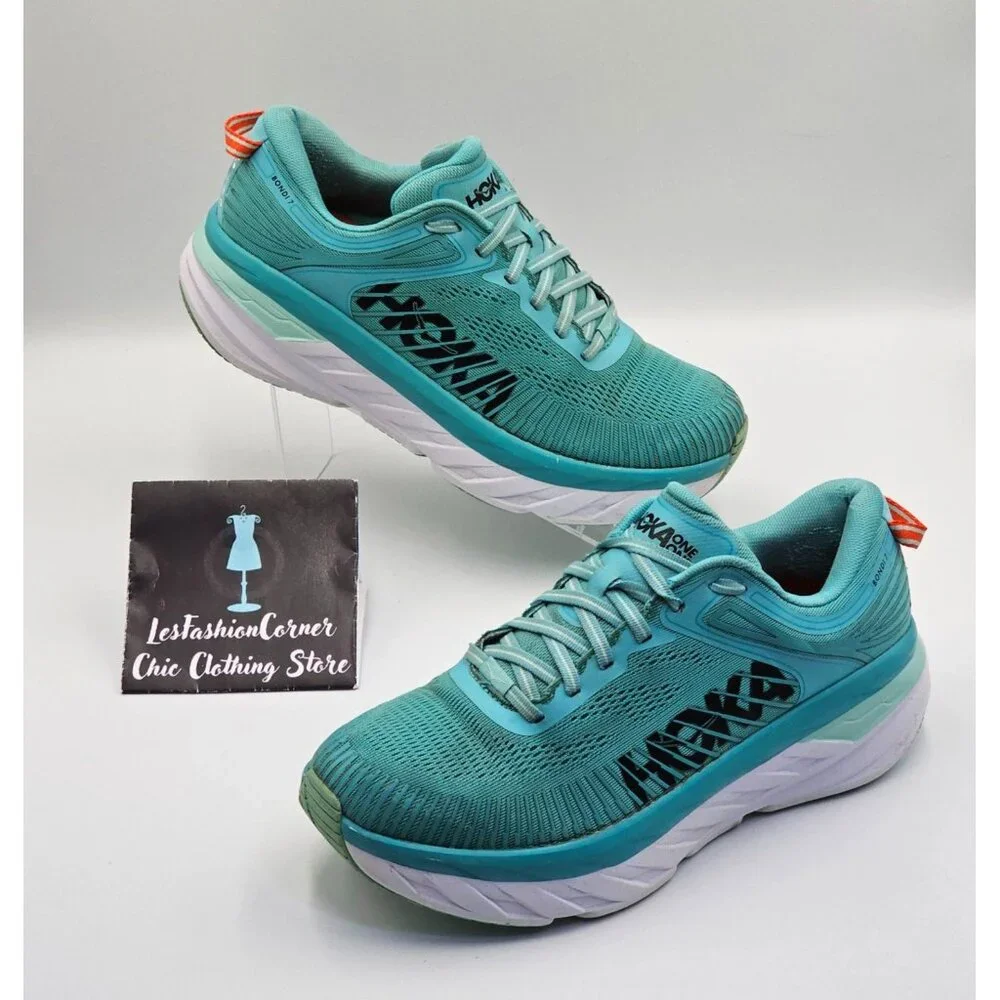 Hoka One One Bondi 7 Women's Green/White Mesh Athletic Running Shoes Sz 9.5 2654 - Picture 9 of 16